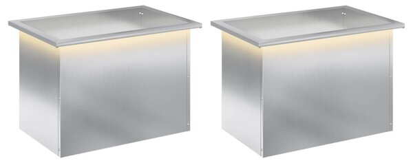Led-es kerti virágláda 2 db Ezüst 40 x 60 x 40 cm