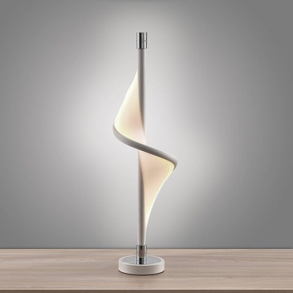 Lucande LED-es asztali lámpa Edano, 60 cm, fehér, textil, fényerőszabályzó, dimmelhető, Fehér / opál, Nappali / Étkező, Textil / szövet / selyem, Modern