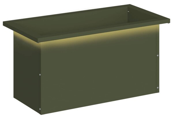 Led-es kerti virágláda Olajzöld 30 x 60 x 30 cm Acél