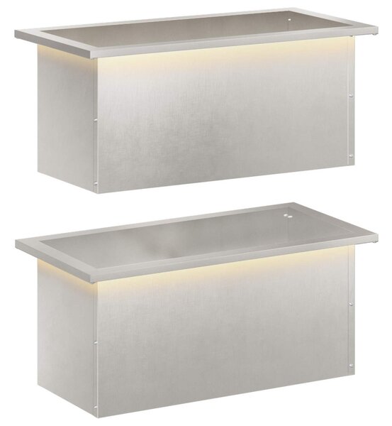 Led-es kerti virágláda 2 db Ezüst 30 x 60 x 30 cm