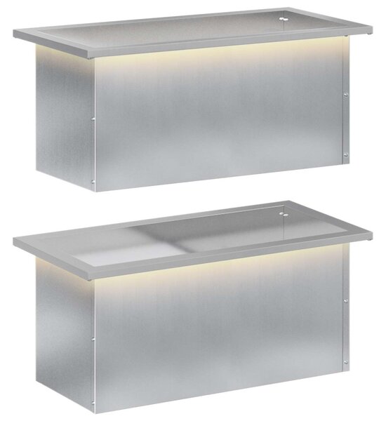 Led-es kerti virágláda 2 db Ezüst 30 x 60 x 30 cm