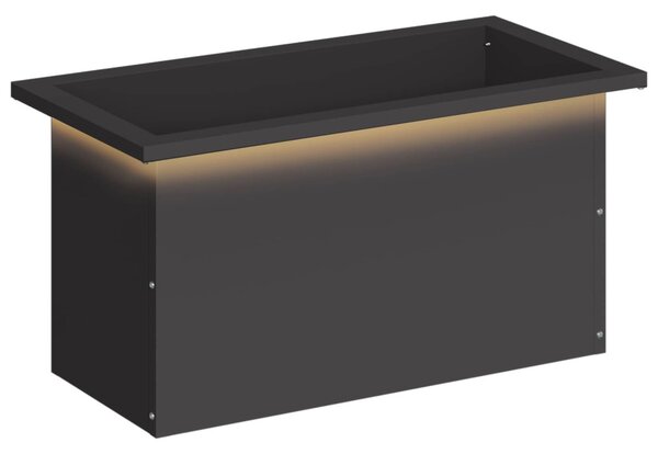 Led-es kerti virágláda Fekete 30 x 60 x 30 cm Acél