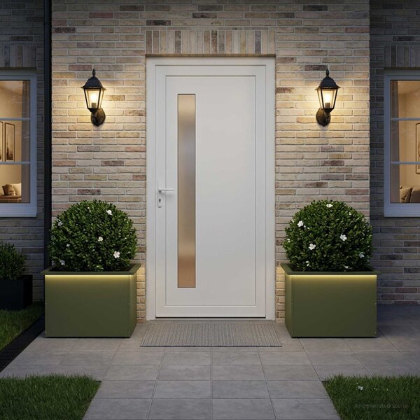 Led-es kerti virágláda 2 db Olajzöld 40 x 60 x 40 cm Acél