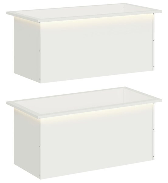 Led-es kerti virágláda 2 db Fehér 40 x 80 x 40 cm Acél