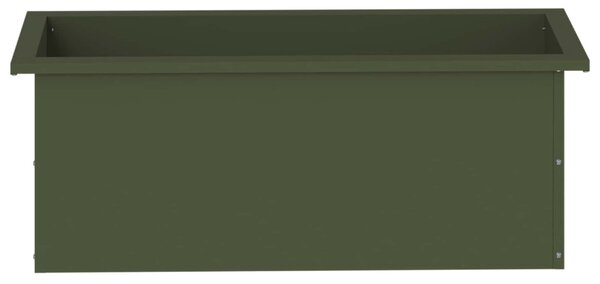 Led-es kerti virágláda 2 db Olajzöld 30 x 80 x 30 cm Acél