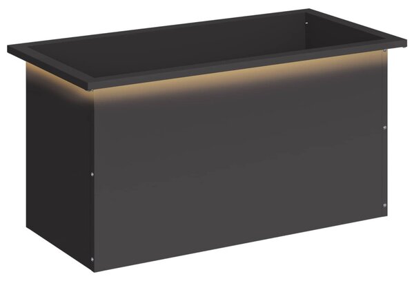 Led-es kerti virágláda Fekete 40 x 80 x 40 cm Acél