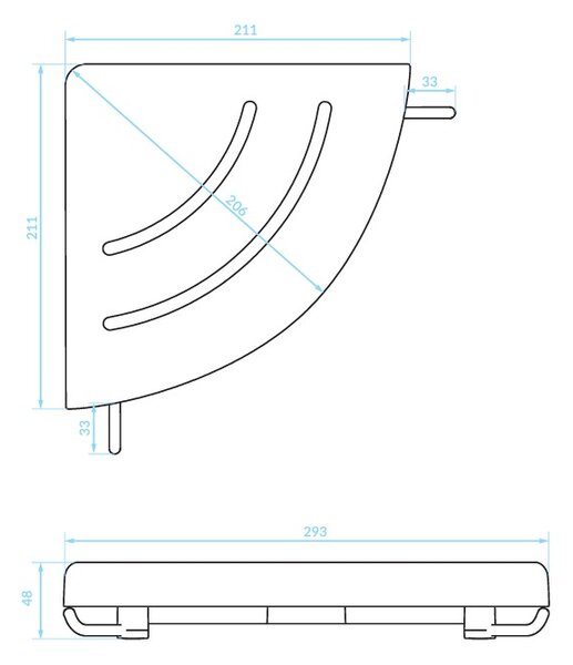 Kuchinox APO, sarok fali polc éllel 244x244x48 mm, fehér matt, LAV-AKA_604T