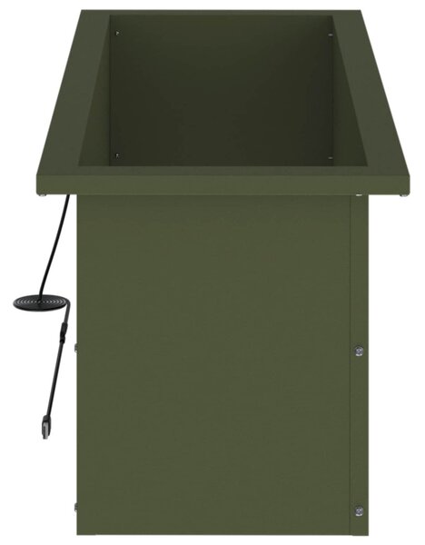 Led-es kerti virágláda 2 db Olajzöld 30 x 80 x 30 cm Acél