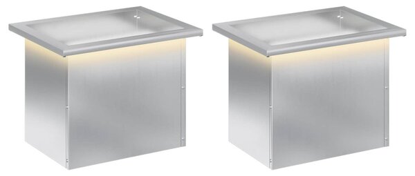 Led-es kerti virágláda 2 db Ezüst 30 x 40 x 30 cm