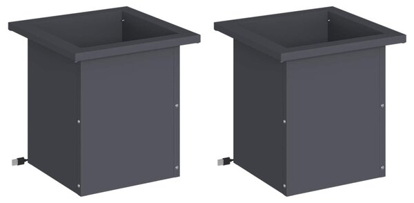 Led-es kerti virágláda 2 db Antracit 30 x 30 x 30 cm Acél