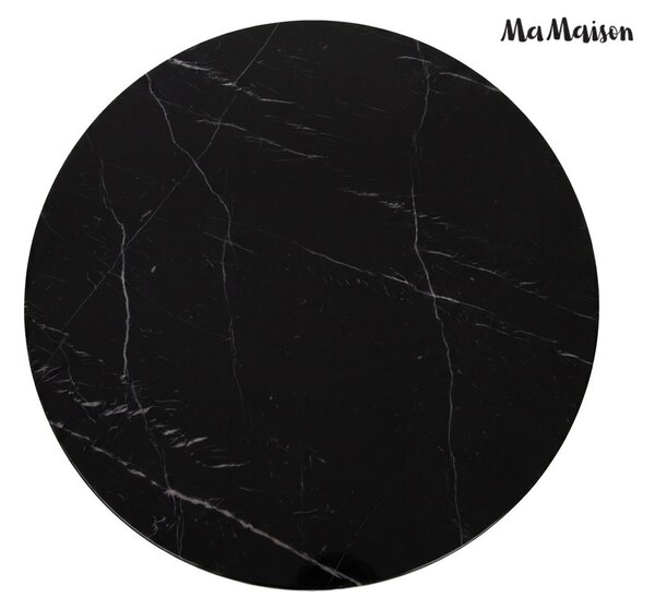MaMaison Ringo Dohányzóasztal Fekete Marquina Márvány Arany Háromoszlopos Alap