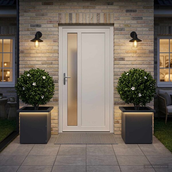 Led-es kerti virágláda 2 db Antracit 30 x 30 x 30 cm Acél