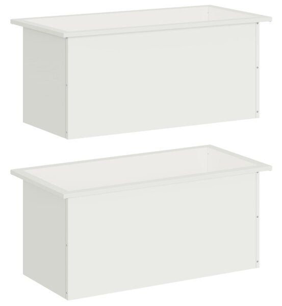 Led-es kerti virágláda 2 db Fehér 40 x 80 x 40 cm Acél