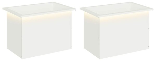 Led-es kerti virágláda 2 db Fehér 40 x 60 x 40 cm Acél