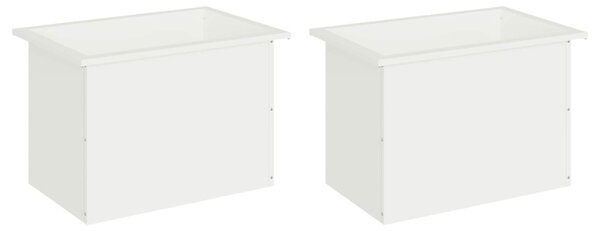 Led-es kerti virágláda 2 db Fehér 40 x 60 x 40 cm Acél