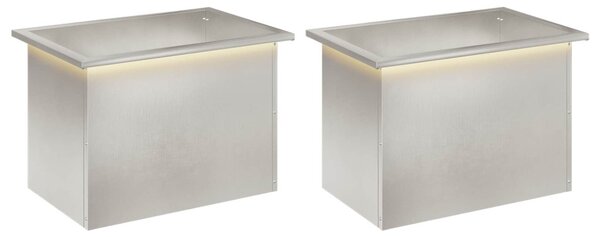 Led-es kerti virágláda 2 db Ezüst 40 x 60 x 40 cm