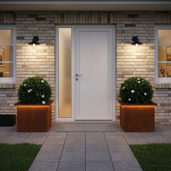 Led-es kerti virágláda 2 db Rozsdás 30 x 40 x 30 cm