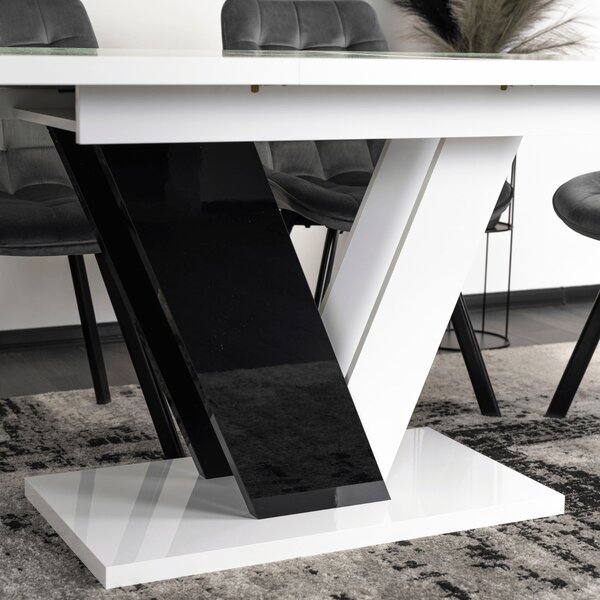 JAKS Clark étkezőasztal 120 cm fekete fehér gloss glamour