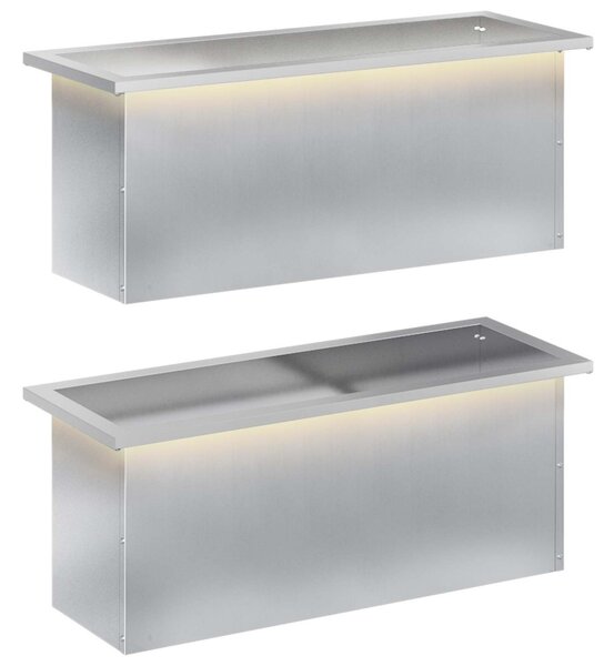 Led-es kerti virágláda 2 db Ezüst 30 x 80 x 30 cm