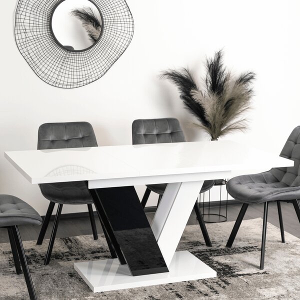 JAKS Clark étkezőasztal 120 cm fekete fehér gloss glamour