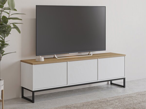 TV-állvány Camtolo 100, Laminált forgácslap, 51x157x37cm, Világos tölgy, Fehér
