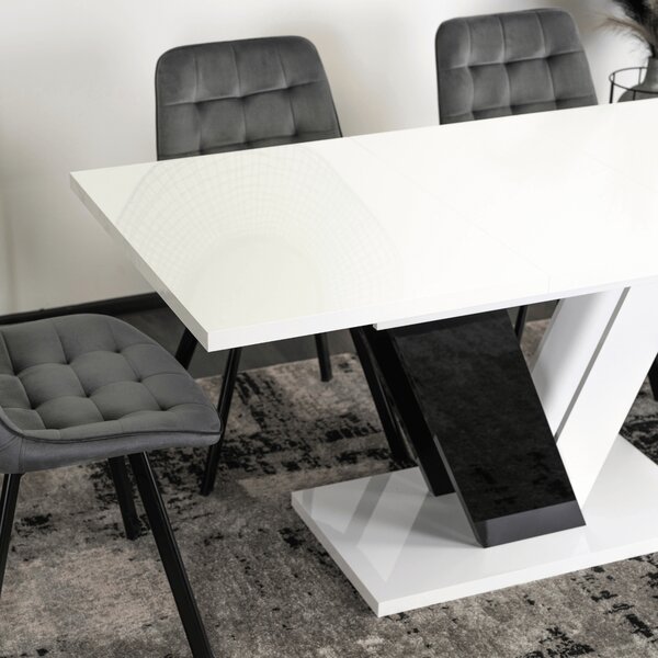 JAKS Clark étkezőasztal 120 cm fekete fehér gloss glamour