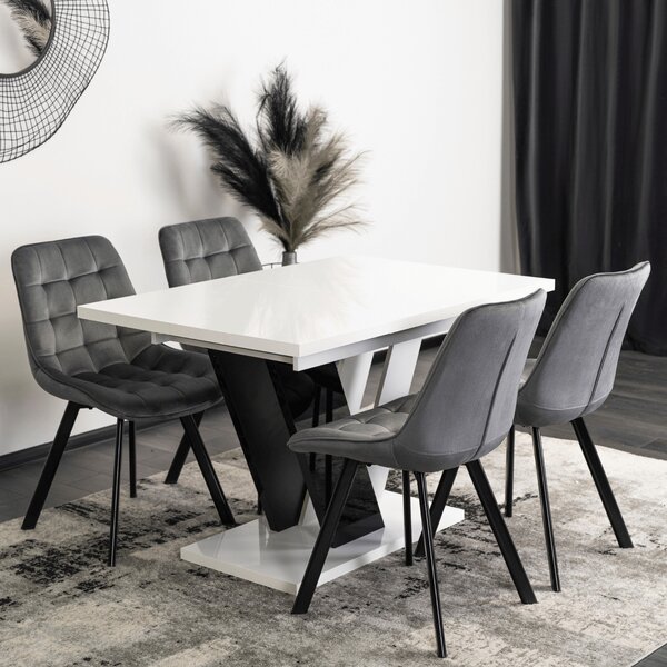 JAKS Clark étkezőasztal 120 cm fekete fehér gloss glamour