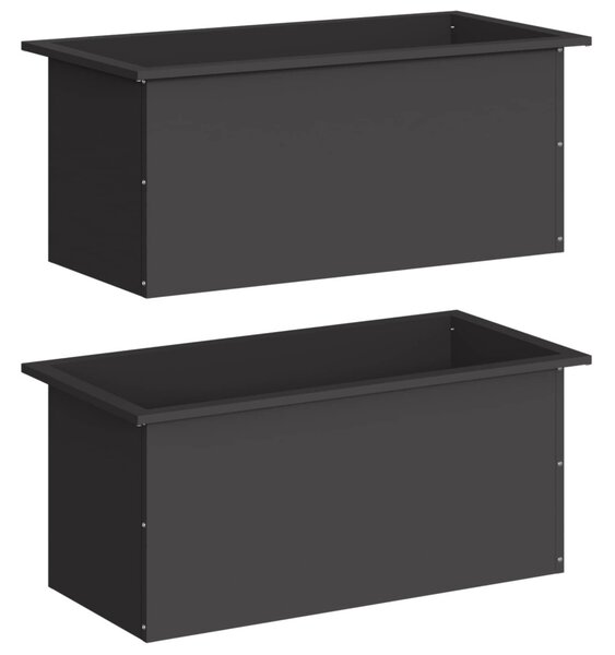 Led-es kerti virágláda 2 db Fekete 40 x 80 x 40 cm Acél