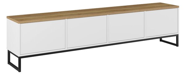 TV-állvány Camtolo 101, Laminált forgácslap, 51x209x37cm, Világos tölgy, Fehér