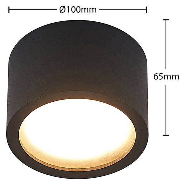 Arcchio Downlight Nieva, GX53, fekete, kerek, Ø 10cm, fém, dimmelhető, Fekete, Folyosó, Alumínium, Modern
