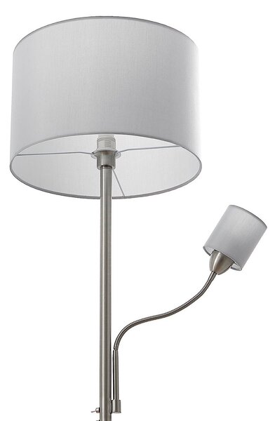 Lindby állólámpa Colima, szürke, szövet, olvasólámpa, 170cm, Alu / szürke / cink, Nappali / Étkező, fém, Modern