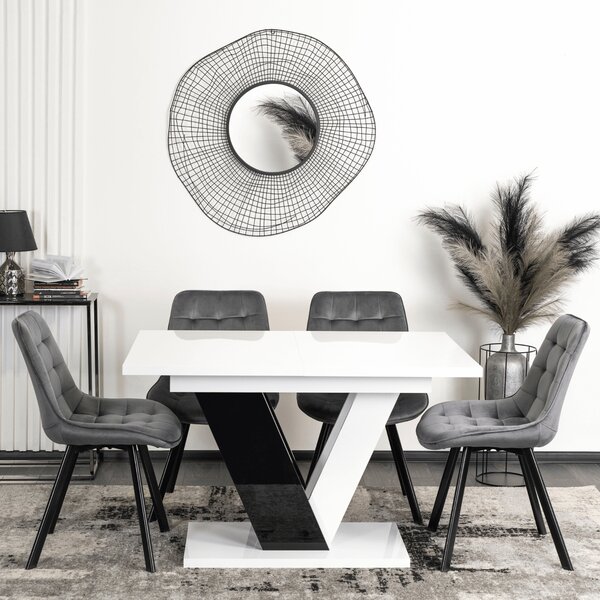 JAKS Clark étkezőasztal 120 cm fekete fehér gloss glamour
