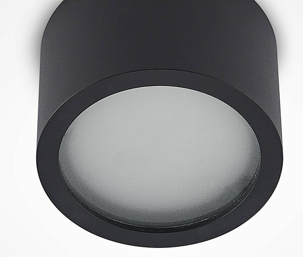 Arcchio Downlight Nieva, GX53, fekete, kerek, Ø 10cm, fém, dimmelhető, Fekete, Folyosó, Alumínium, Modern