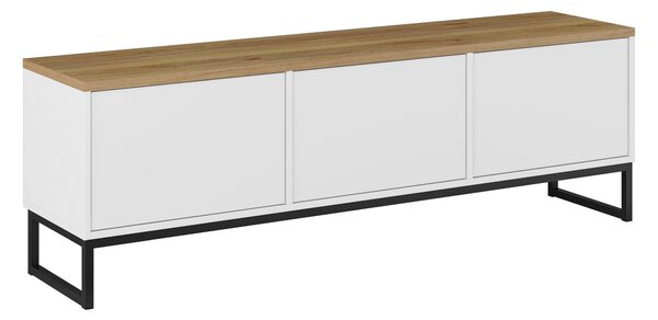 TV-állvány Camtolo 100, Laminált forgácslap, 51x157x37cm, Világos tölgy, Fehér