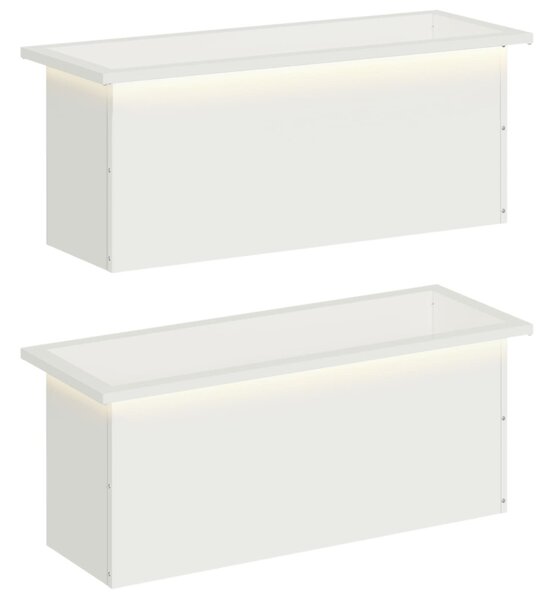 Led-es kerti virágláda 2 db Fehér 30 x 80 x 30 cm Acél