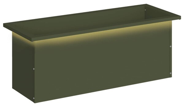 Led-es kerti virágláda Olajzöld 30 x 80 x 30 cm Acél