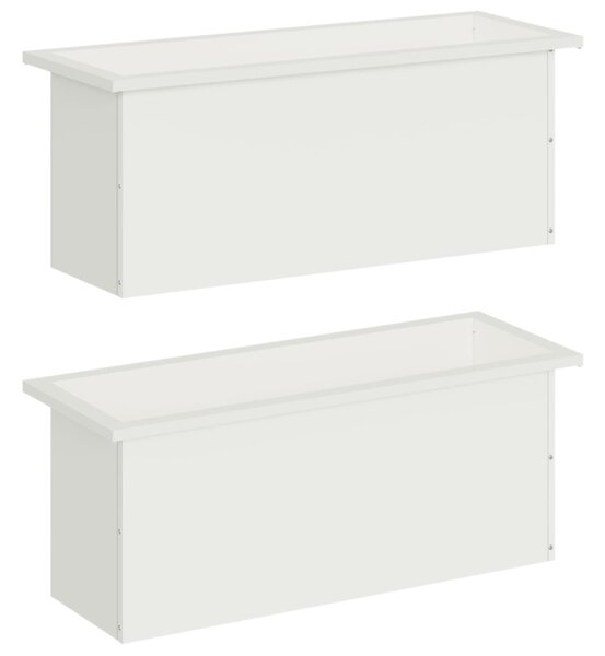Led-es kerti virágláda 2 db Fehér 30 x 80 x 30 cm Acél