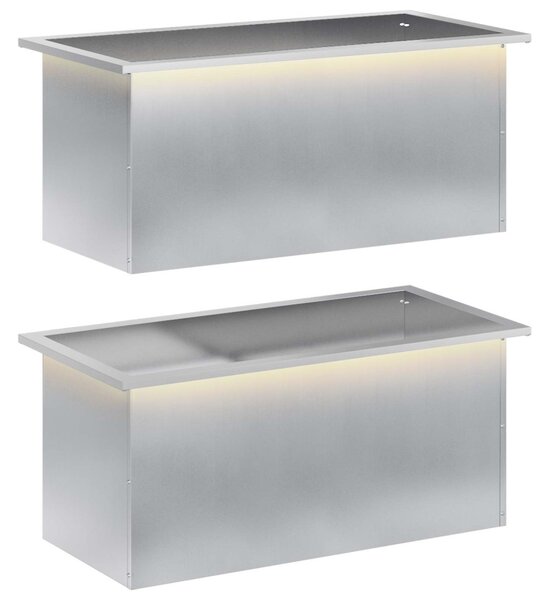 Led-es kerti virágláda 2 db Ezüst 40 x 80 x 40 cm