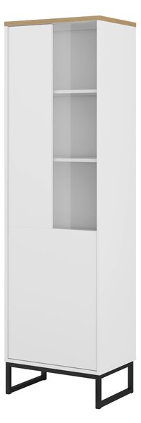 Könyvespolc Camtolo 104, Ajtókkal, Zárt, Laminált forgácslap, 181x53x37cm, Világos tölgy, Fehér