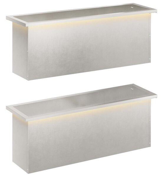 Led-es kerti virágláda 2 db Ezüst 30 x 100 x 30 cm