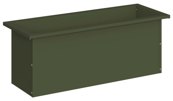 Led-es kerti virágláda Olajzöld 30 x 80 x 30 cm Acél