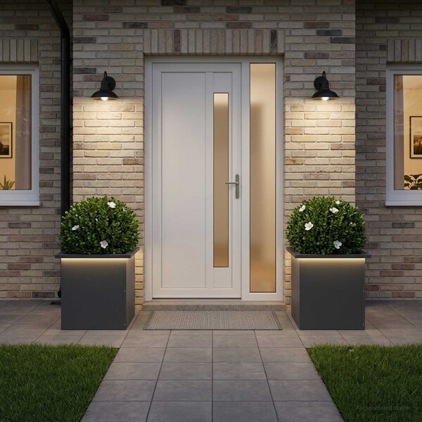 Led-es kerti virágláda 2 db Antracit 40 x 40 x 40 cm Acél