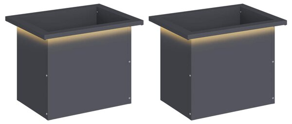Led-es kerti virágláda 2 db Antracit 30 x 40 x 30 cm Acél