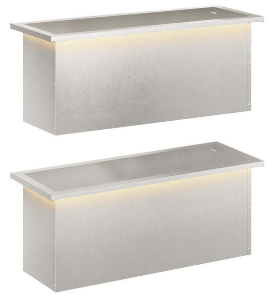 Led-es kerti virágláda 2 db Ezüst 30 x 80 x 30 cm
