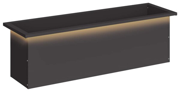 Led-es kerti virágláda Fekete 30 x 100 x 30 cm Acél