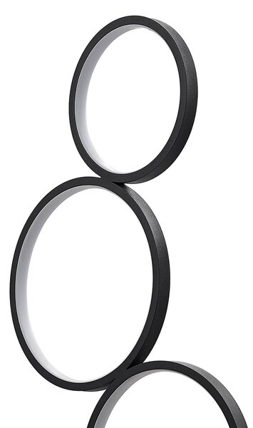 Lindby LED állólámpa Jacek, fekete, fém, 110 cm, gyűrűs, gyűrűk, Fekete, Nappali / Étkező, fém, Modern