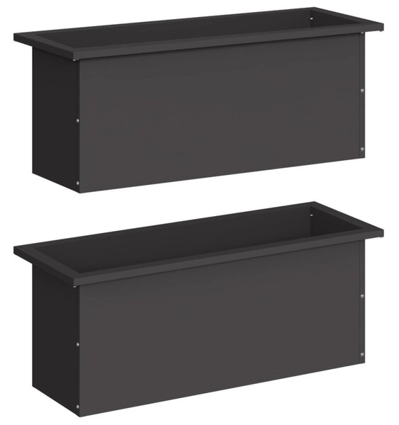 Led-es kerti virágláda 2 db Fekete 30 x 80 x 30 cm Acél