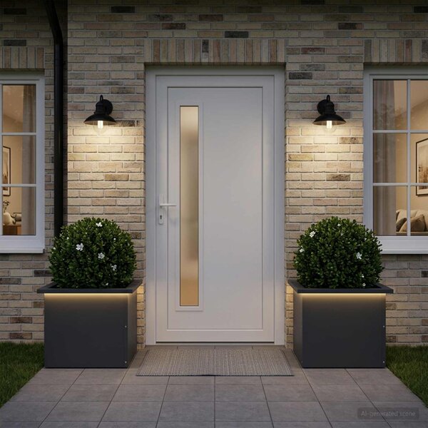 Led-es kerti virágláda 2 db Antracit 30 x 40 x 30 cm Acél