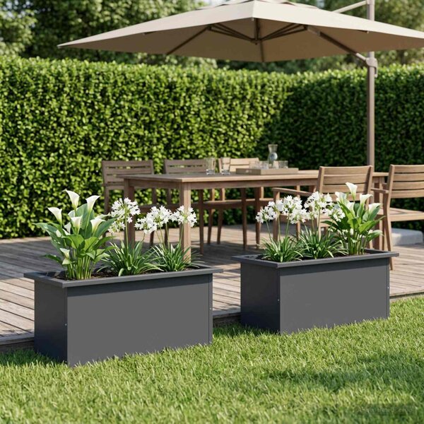 Led-es kerti virágláda 2 db Antracit 30 x 60 x 30 cm Acél