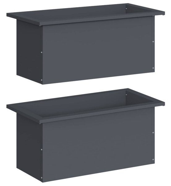 Led-es kerti virágláda 2 db Antracit 30 x 60 x 30 cm Acél